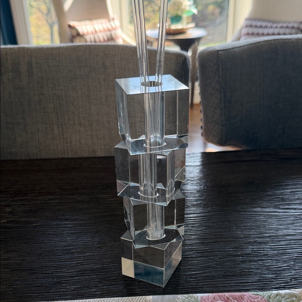 Crystal Tower Bud Vase by Tizo clear elegant NWT + box Gorgeous! - Picture 7 of 9